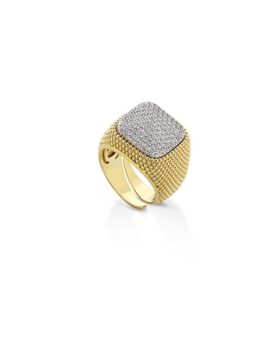 Anelli Mediterraneo Gioielli | Anello Shinedots Gold Quadrato